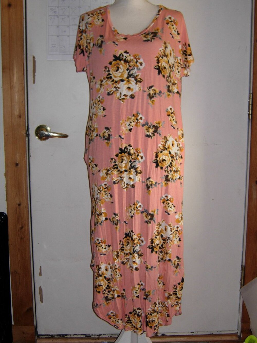 Pink Floral Maxi Fress S